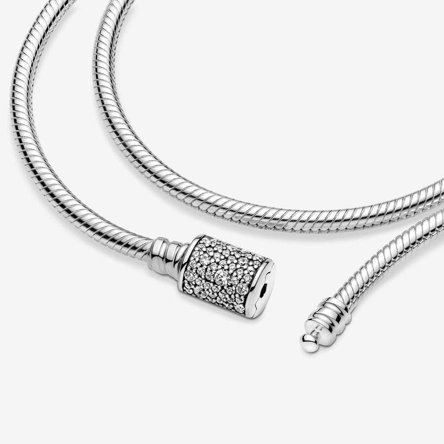 Double Wrap Barrel Clasp Snake Chain Bracelet - Image 3