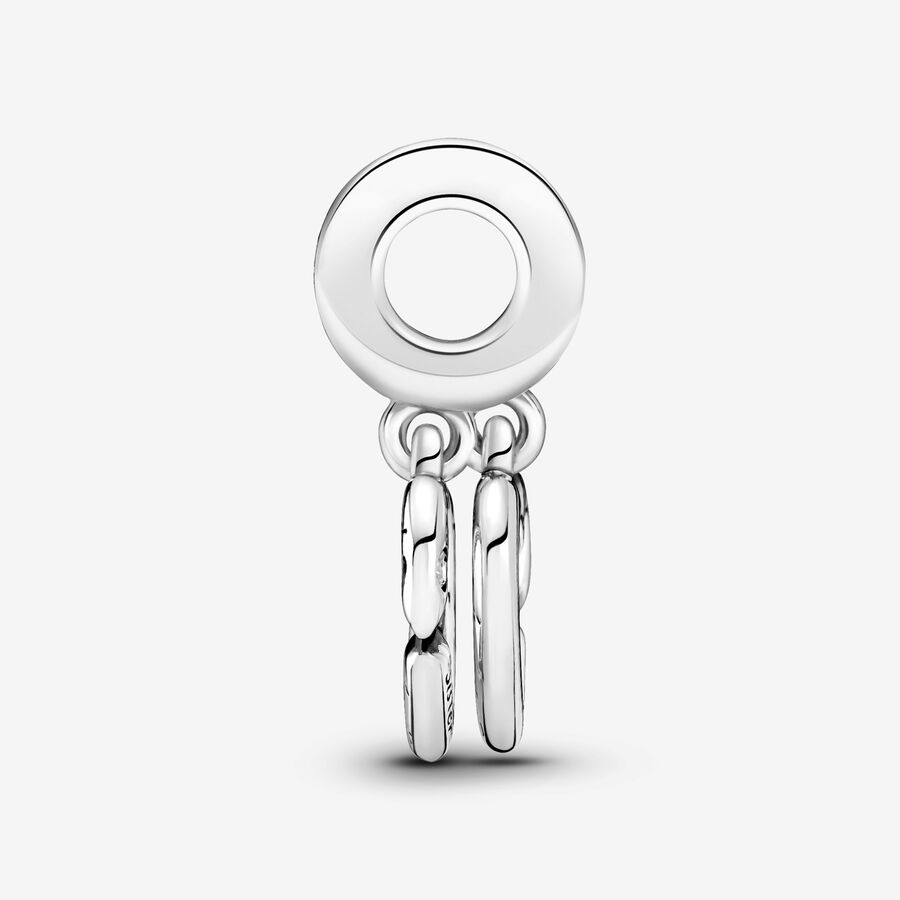 Linked Sister Hearts Split Dangle Charm Sterling silver - Image 3