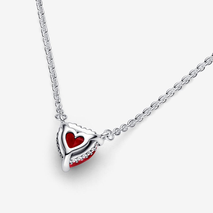 Sparkling Heart Halo Pendant Collier Necklace - Image 2