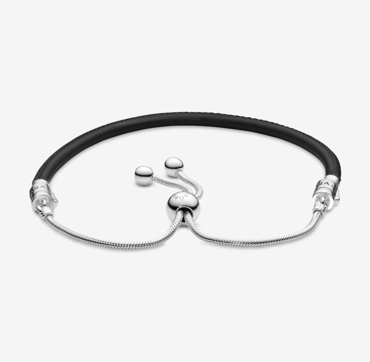 Moments Black Leather Slider Bracelet - Image 2