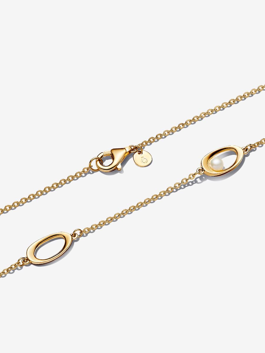 Organically Shaped Oval & Treated Freshwater Cultured Pearl Necklace