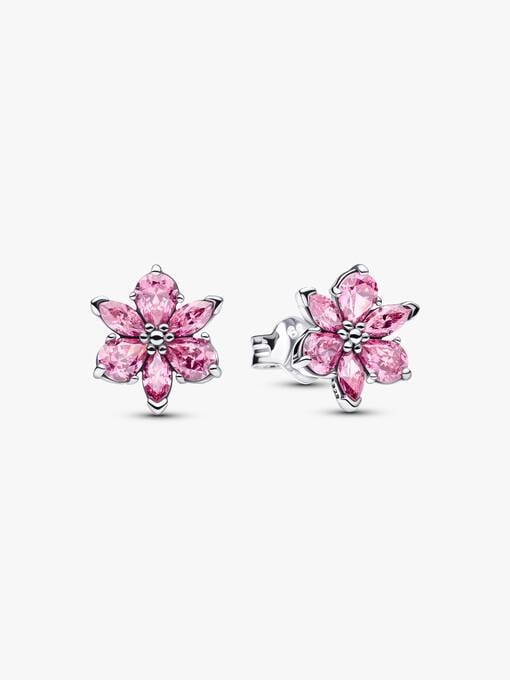 Herbarium Sparkling Pink Flower Stud Earrings