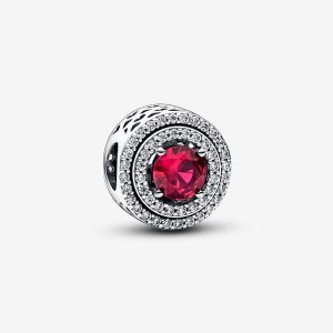 Red Sparkling Leveled Round Charm