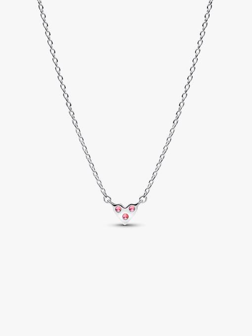 Triple Stone Pink Heart Collier Necklace - Image 3