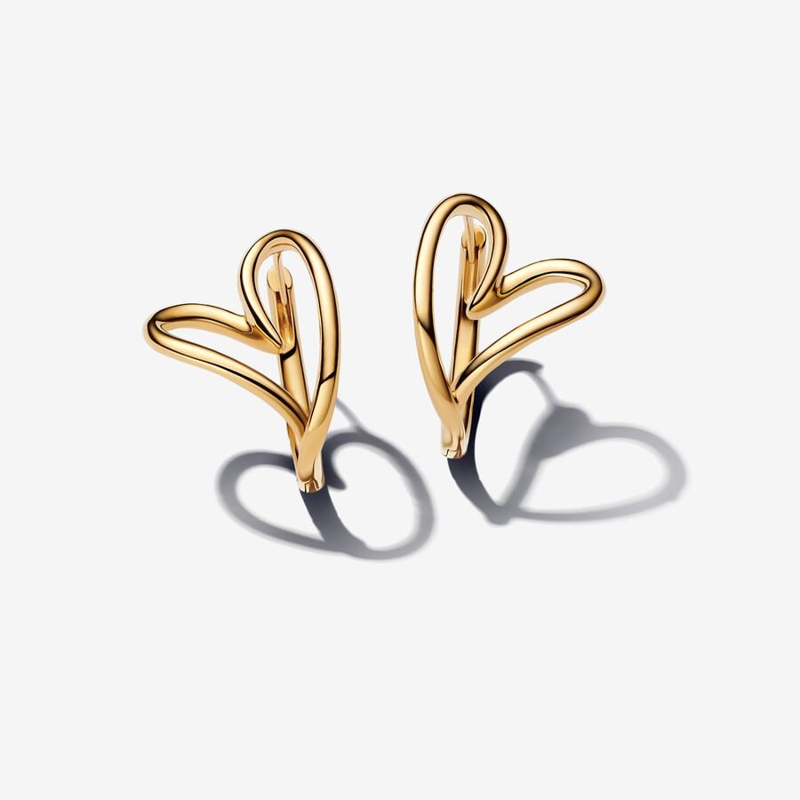Organically Shaped Heart Hoop Earrings
