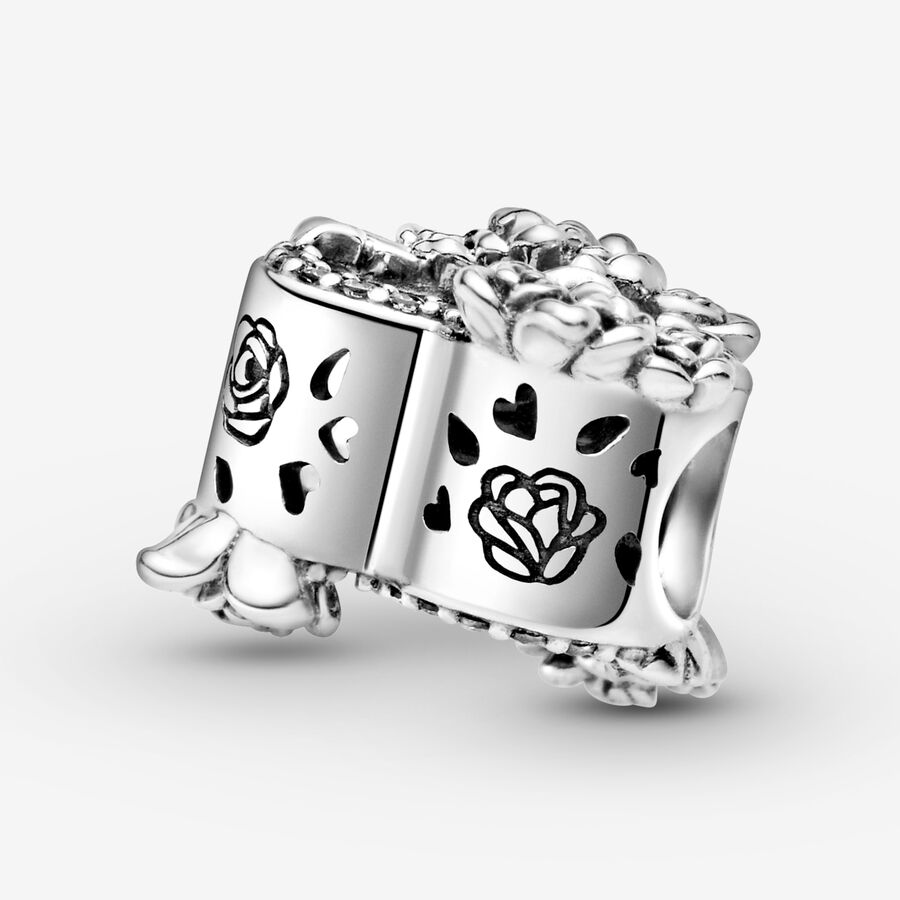 Open Heart & Rose Flowers Charm - Image 4