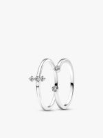 Pandora Era Lab-Grown Diamond White Gold Open and Trio Ring Set