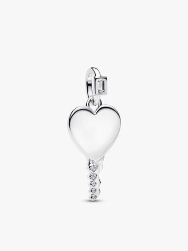 Engravable Heart Key Pendant Necklace - Image 3