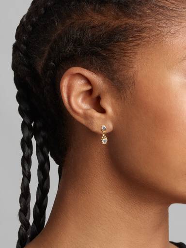 Pandora Infinite 14k Gold Double Lab-grown Diamond Drop Earrings - Image 3