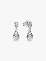 Pandora Infinite 14k White Gold Double Lab-grown Diamond Drop Earrings