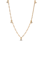 Pandora Era Bezel Lab-Grown Diamond Dangle Station Paperclip Chain Necklace