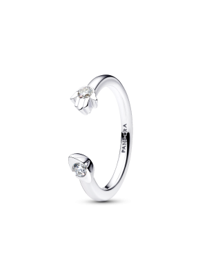 Pandora Talisman Sterling Silver Lab-Grown Diamond Evil Eye & Hamsa Hand Open Ring
