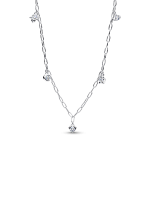 Pandora Talisman Sterling Silver Lab-Grown Diamond Dangle Symbols Paperclip Chain Necklace