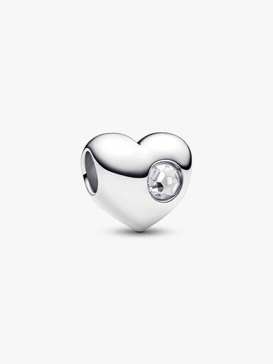Engravable Clear Stone Heart Charm - Image 3