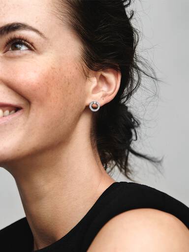 Pavé & Logo Circle Reversible Stud Earrings - Image 3