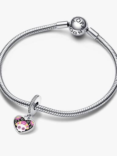 Day of the Dead Sugar Skull Heart Dangle Charm - Image 8