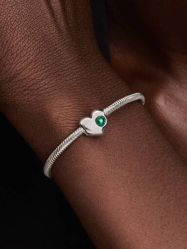 Engravable Green Stone Heart Charm - Image 2