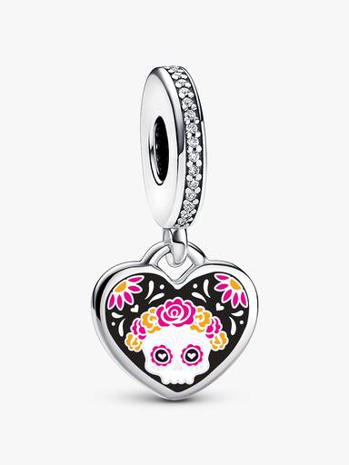 Day of the Dead Sugar Skull Heart Dangle Charm - Image 2