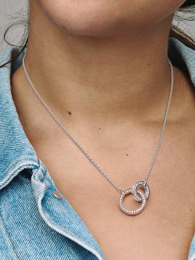 Pandora Signature Two tone Intertwined Circles Necklace - Image 2