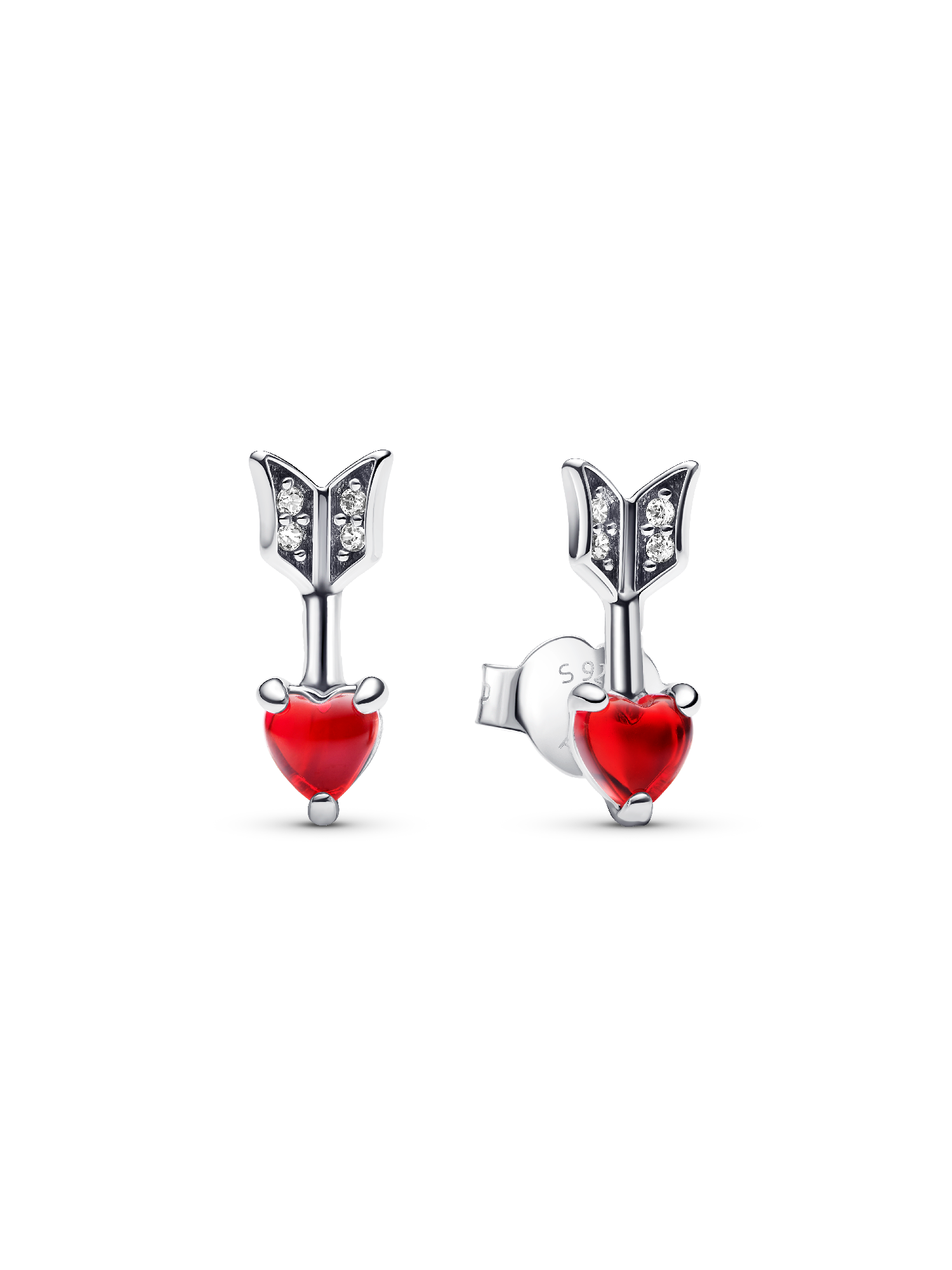 Arrow & Murano Glass Heart Stud Earrings