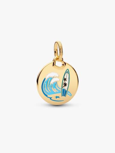 Surfing Round Tag Dangle Charm - Image 2