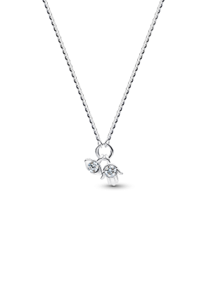 Pandora Talisman Sterling Silver Lab-Grown Diamond Evil Eye & Hamsa Hand Dangle Pendant Necklace