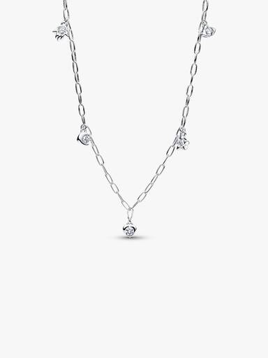 Pandora Talisman Sterling Silver Lab-Grown Diamond Dangle Symbols Paperclip Chain Necklace - Image 3