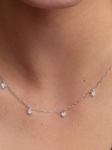 Pandora Talisman Sterling Silver Lab-Grown Diamond Dangle Symbols Paperclip Chain Necklace - Image 2
