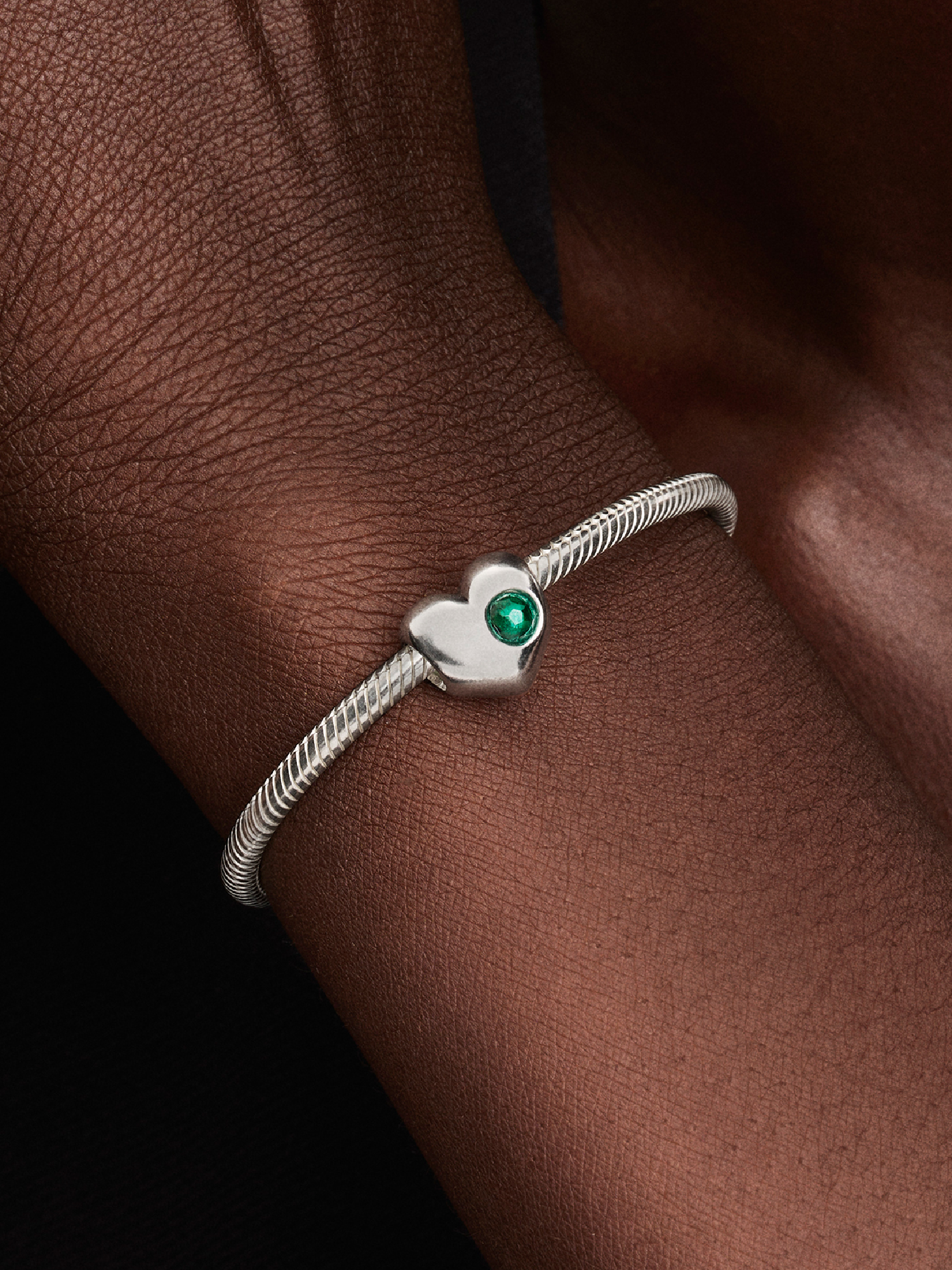 Engravable Green Stone Heart Charm - Image 6