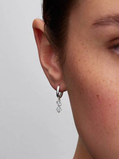 Pandora Talisman Sterling Silver Lab-Grown Diamond Evil Eye & Hamsa Hand Dangle Earrings - Image 2