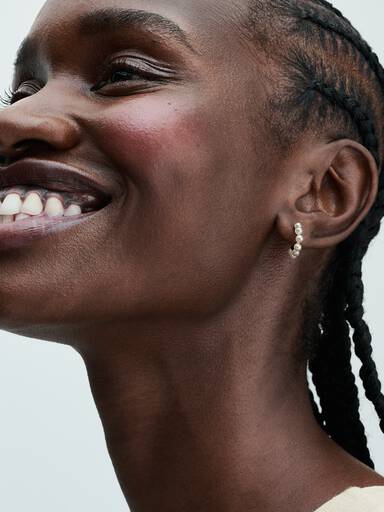 Treated Freshwater Cultured Pearls Open Hoop Earrings - Image 4